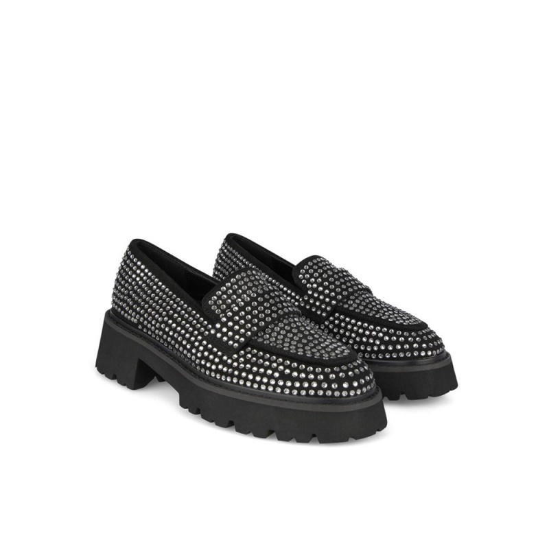 Mocassin Alma En Pena Covered with Rhinestones Noir Femme | GEW-38930253